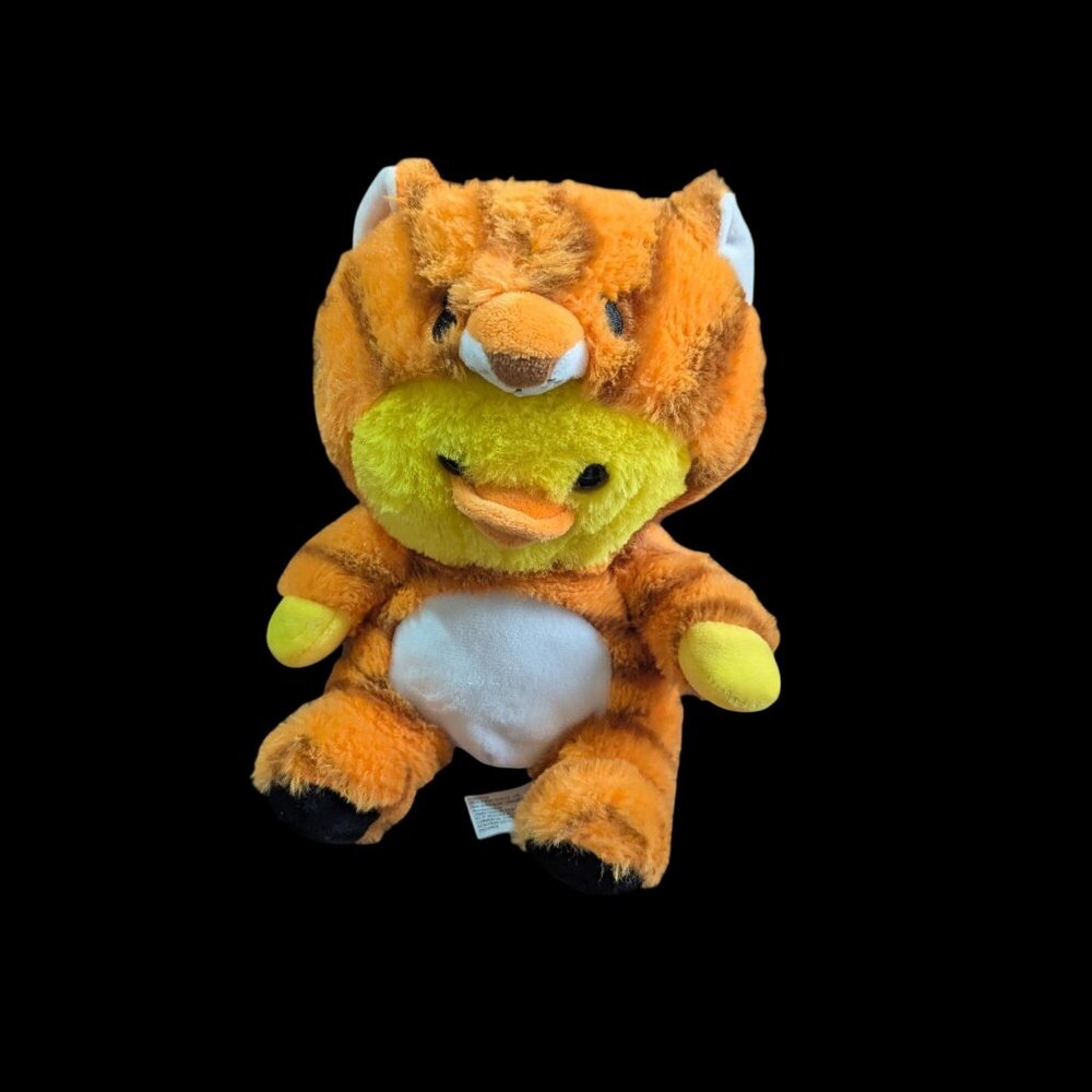 Peek A Boo Plush Yellow Duck In Tiger Costume 9" stuffed animal Toy‎